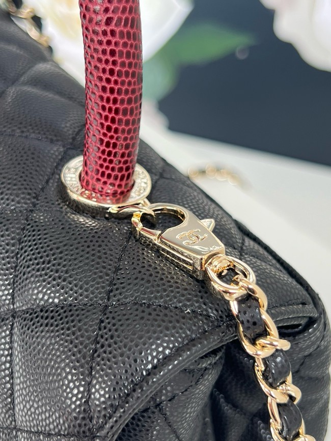 Chanel FLAP BAG WITH TOP HANDLE A92990 black&red