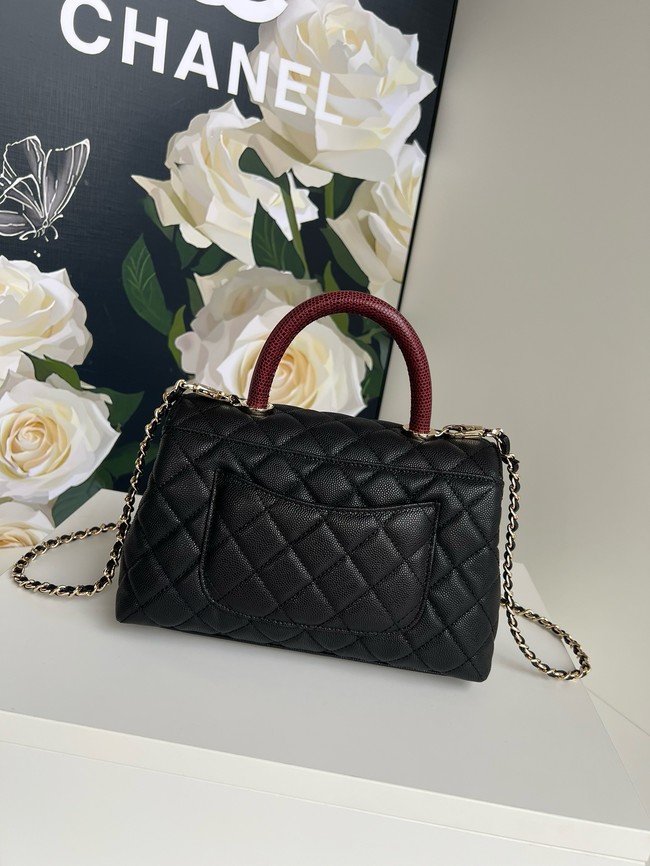 Chanel FLAP BAG WITH TOP HANDLE A92990 black&red