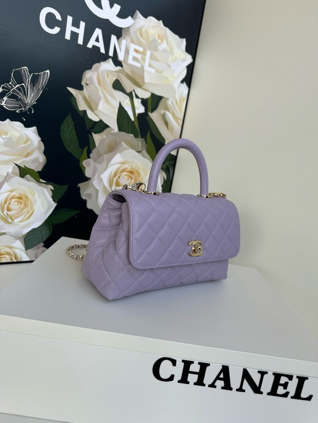 Chanel FLAP BAG WITH TOP HANDLE A92990 purple