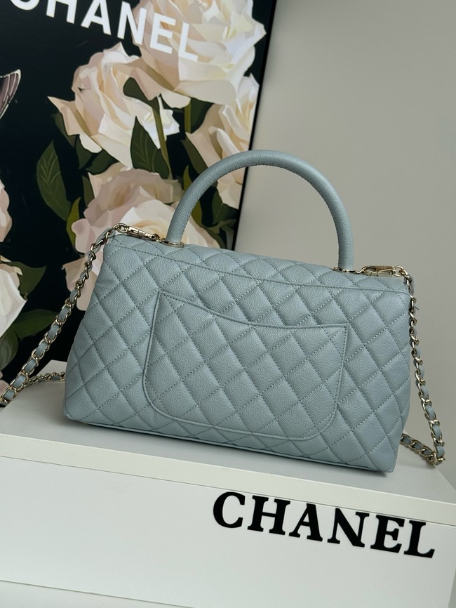 Chanel LARGE FLAP BAG WITH TOP HANDLE A92991 light blue