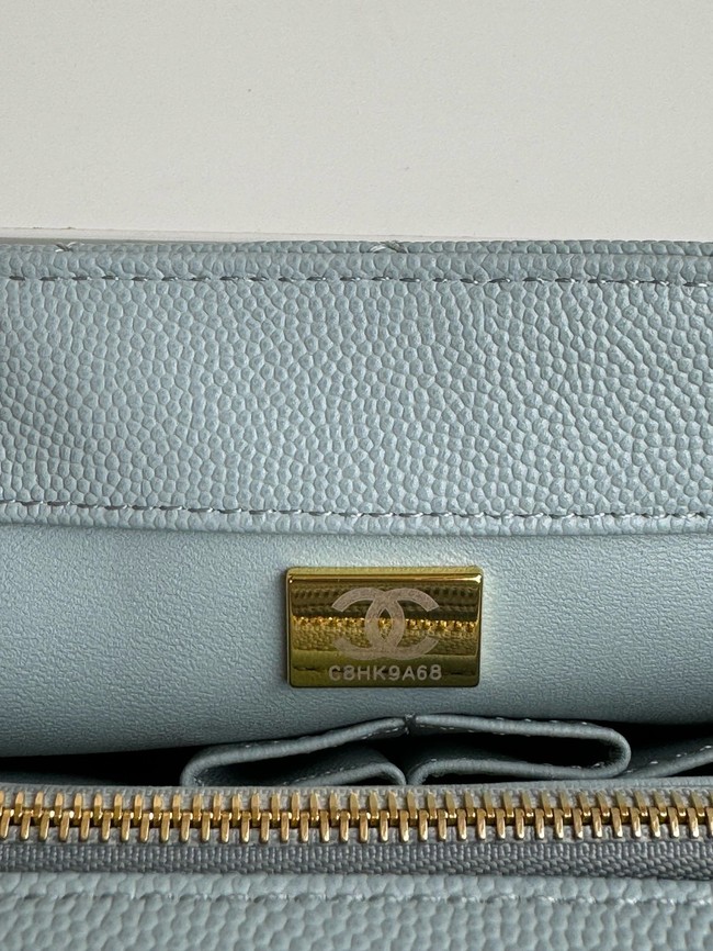 Chanel LARGE FLAP BAG WITH TOP HANDLE A92991 light blue