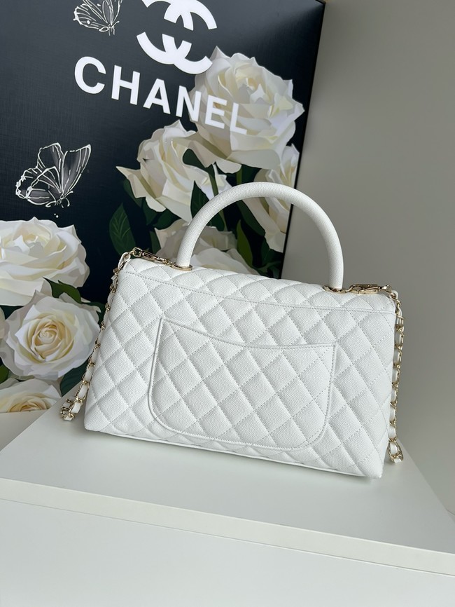 Chanel LARGE FLAP BAG WITH TOP HANDLE A92991 white