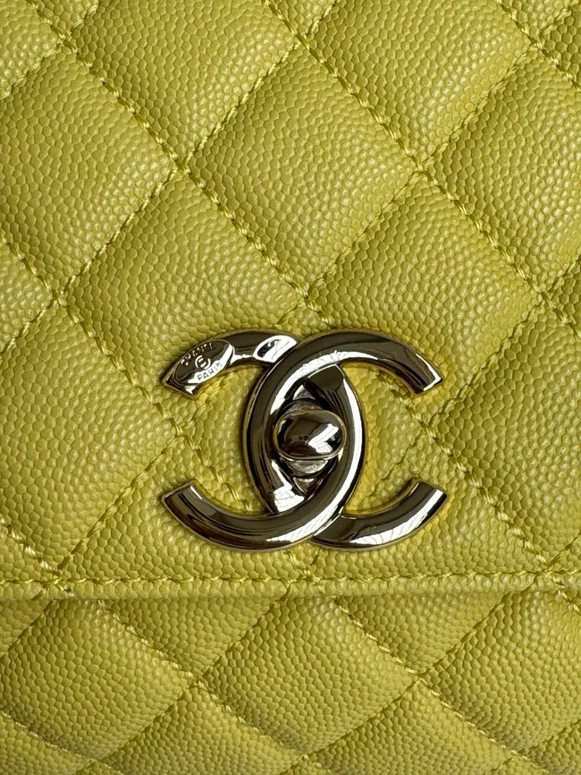 Chanel LARGE FLAP BAG WITH TOP HANDLE A92991 yellow