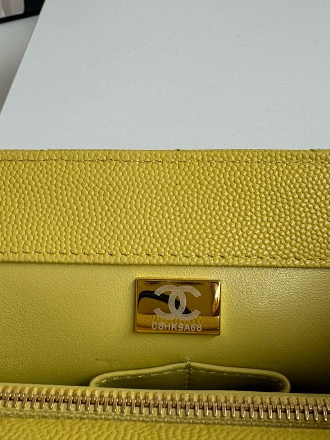 Chanel LARGE FLAP BAG WITH TOP HANDLE A92991 yellow