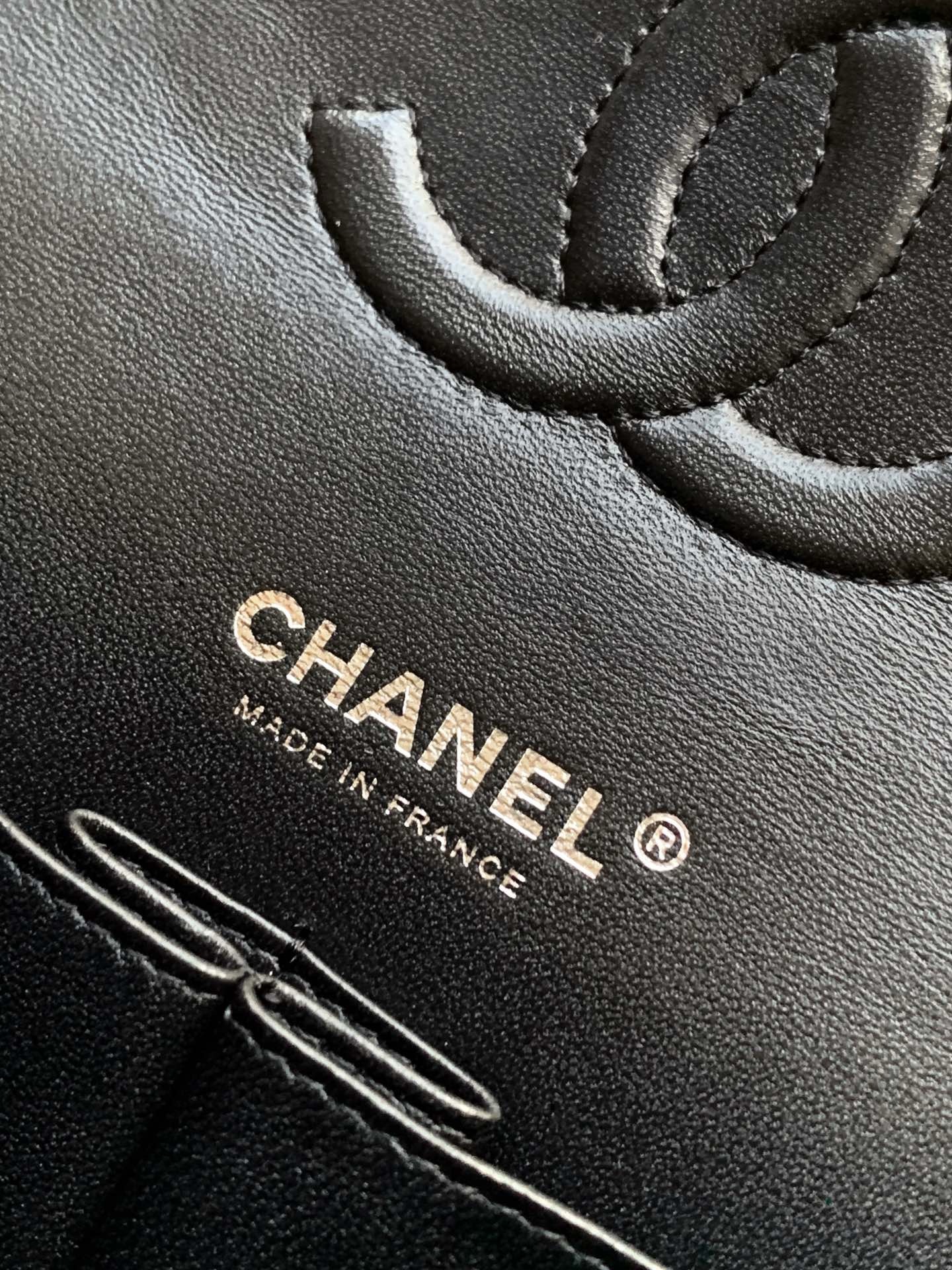 Chanel CLASSIC 11.12 HANDBAG 1112 Black& Light Blue & Gray