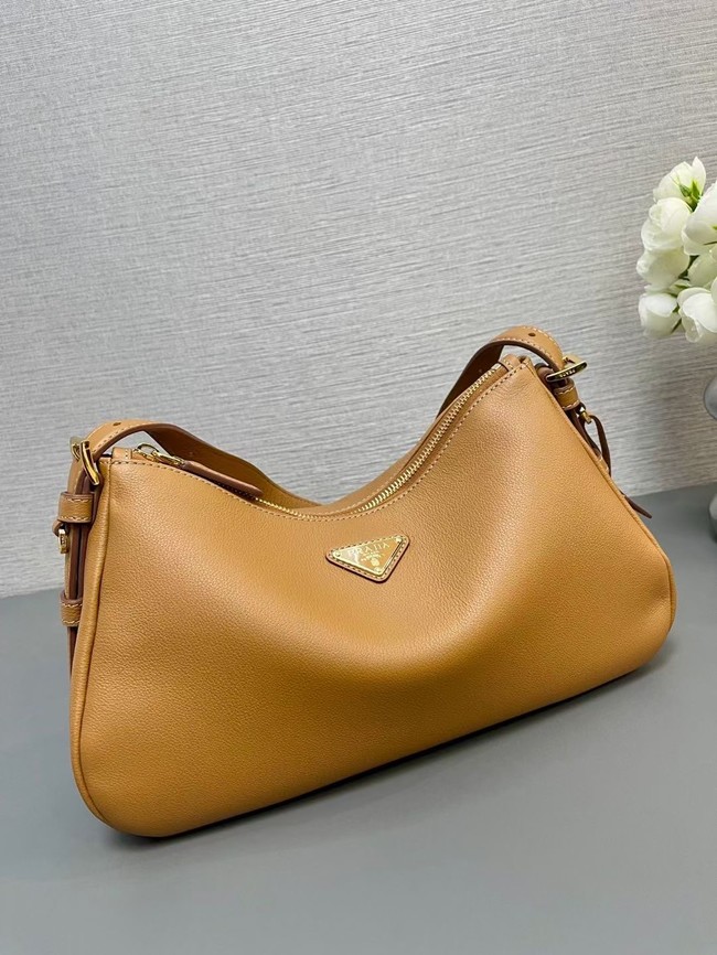 Prada Aimee medium leather shoulder bag 1BC229 Caramel