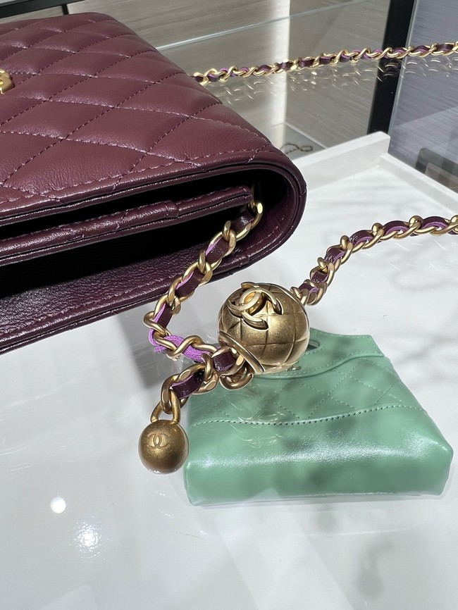 Chanel CLASSIC WALLET ON CHAIN AP1450 Burgundy