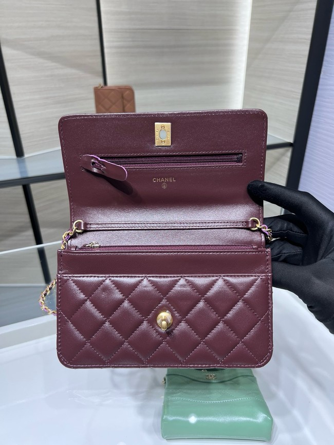 Chanel CLASSIC WALLET ON CHAIN AP1450 Burgundy