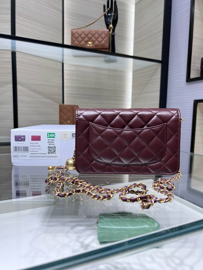 Chanel CLASSIC WALLET ON CHAIN AP1450 Burgundy