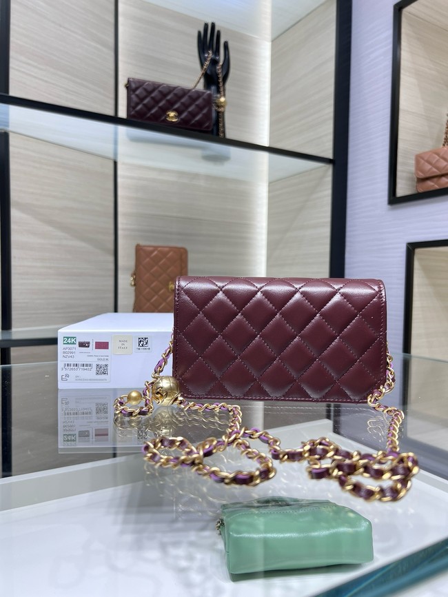 Chanel CLASSIC WALLET ON CHAIN AP3071 Burgundy