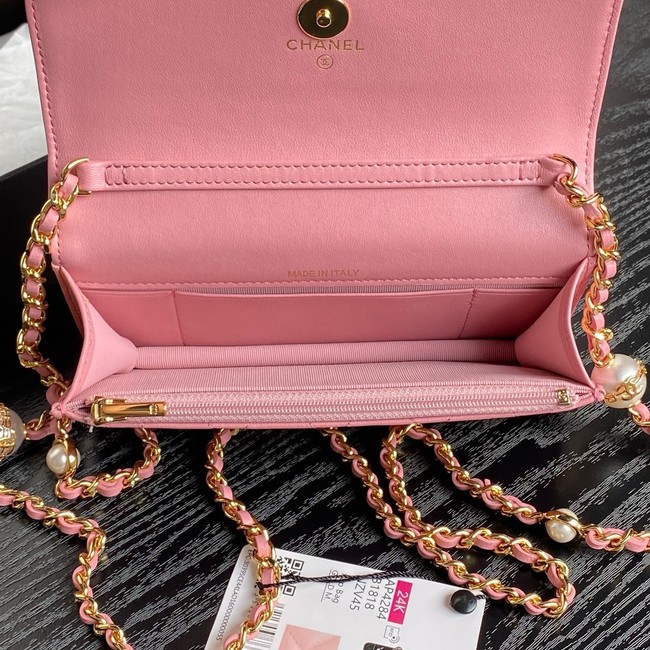 Chanel FLAP PHONE HOLDER WITH CHAIN AP4284 pink