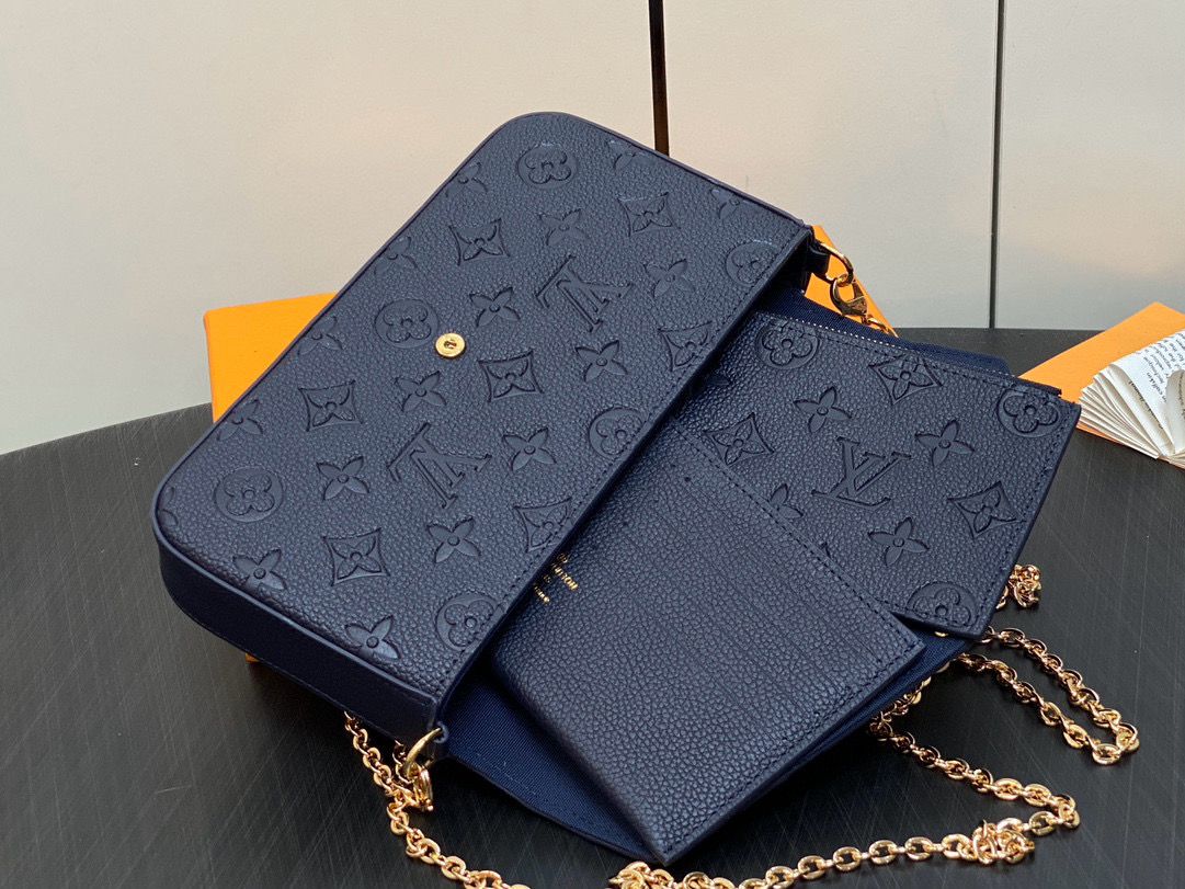 Louis Vuitton Monogram Empreinte Felicie Pochette M64065 M83589 Navy