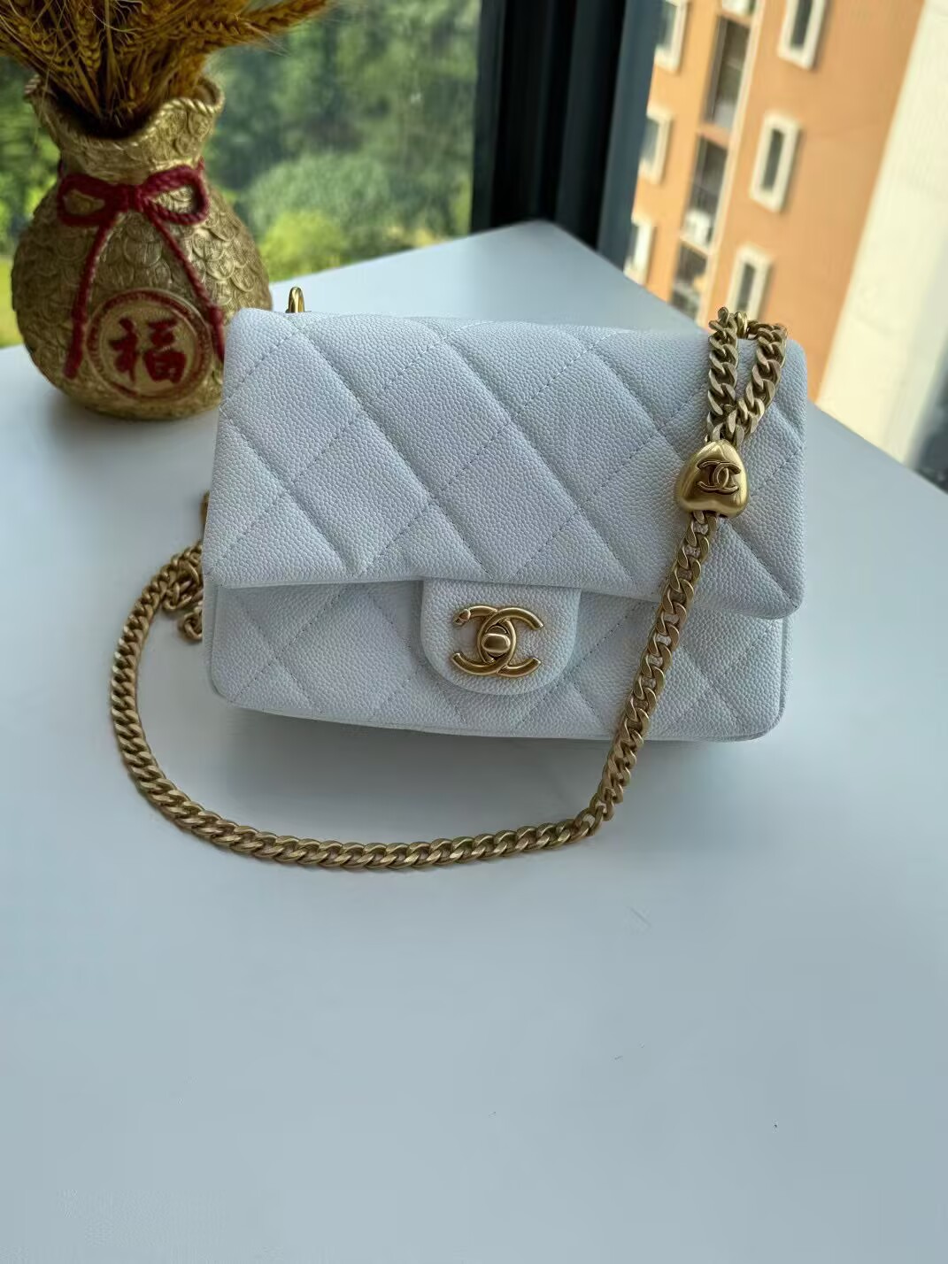 Chanel 23P Original Caviar Leather Mini Flap Bag AS3829 White