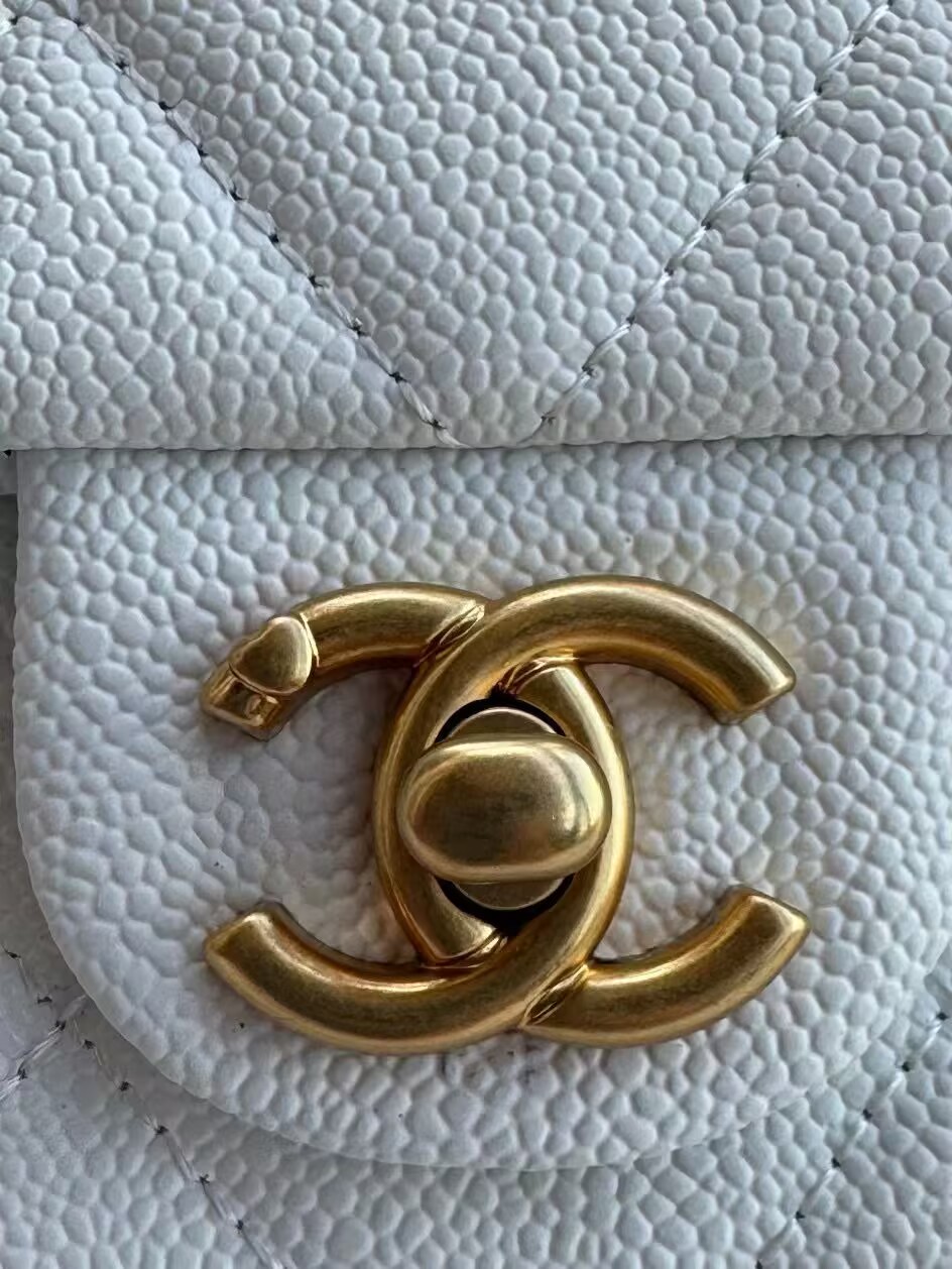 Chanel 23P Original Caviar Leather Mini Flap Bag AS3829 White