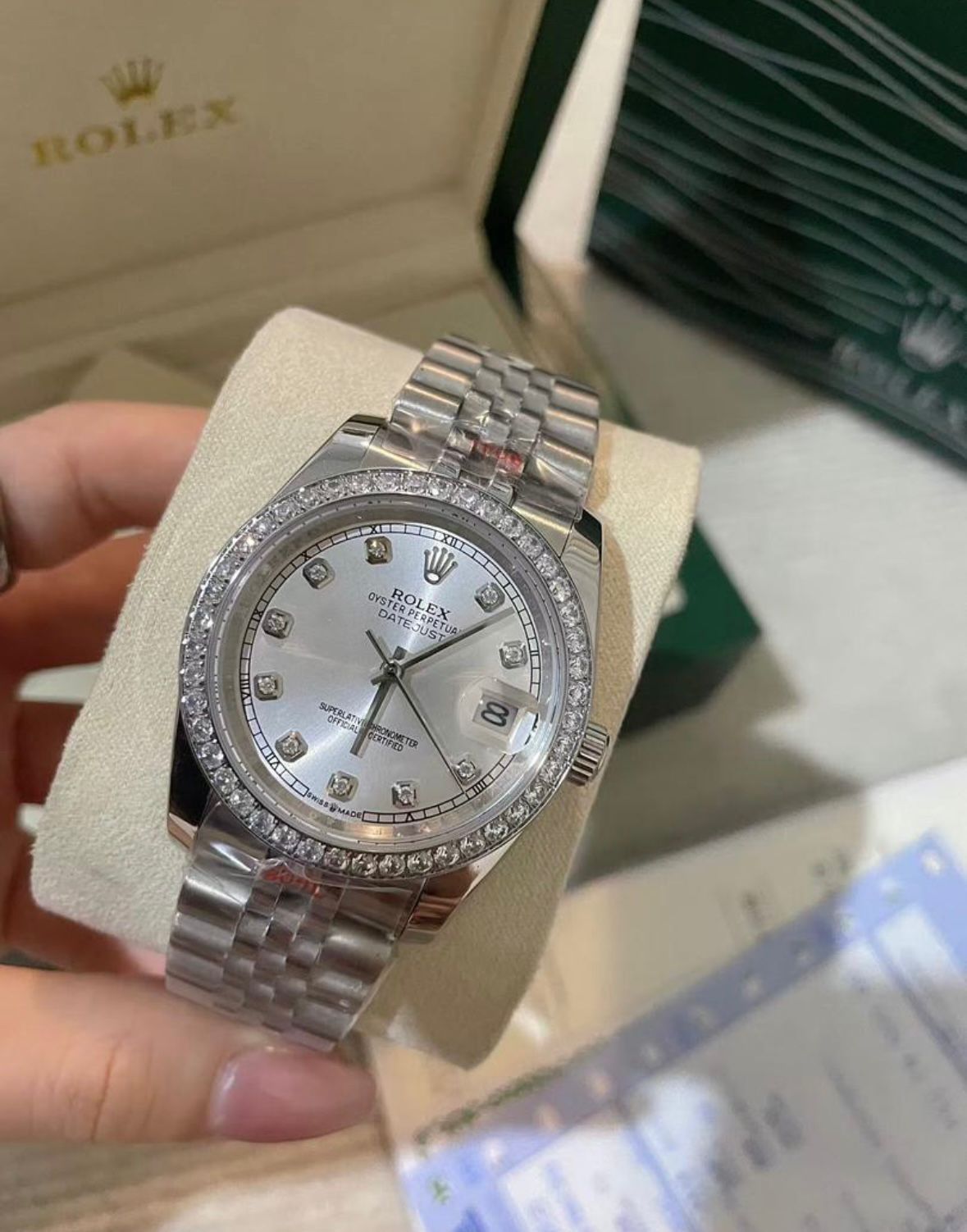 Rolex Watch Day-Date 36mm Diamond Light Gray Dial RDD63288 Silver