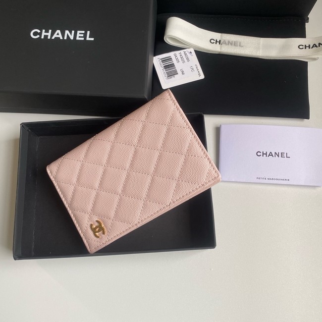 Chanel Calfskin Leather & Gold-Tone Metal Wallet B80385 pink