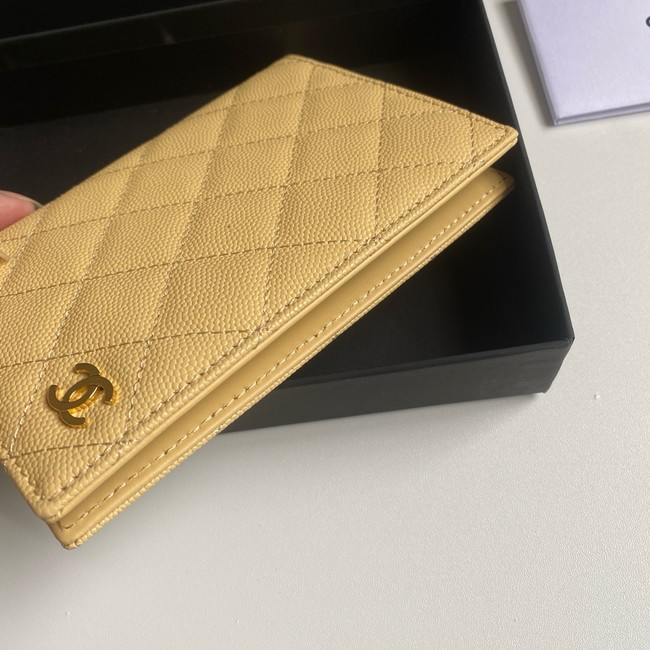 Chanel Calfskin Leather & Gold-Tone Metal Wallet B80385 yellow