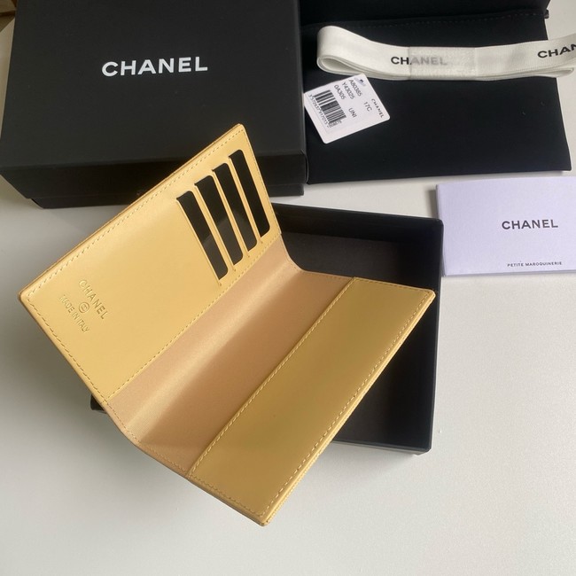 Chanel Calfskin Leather & Gold-Tone Metal Wallet B80385 yellow