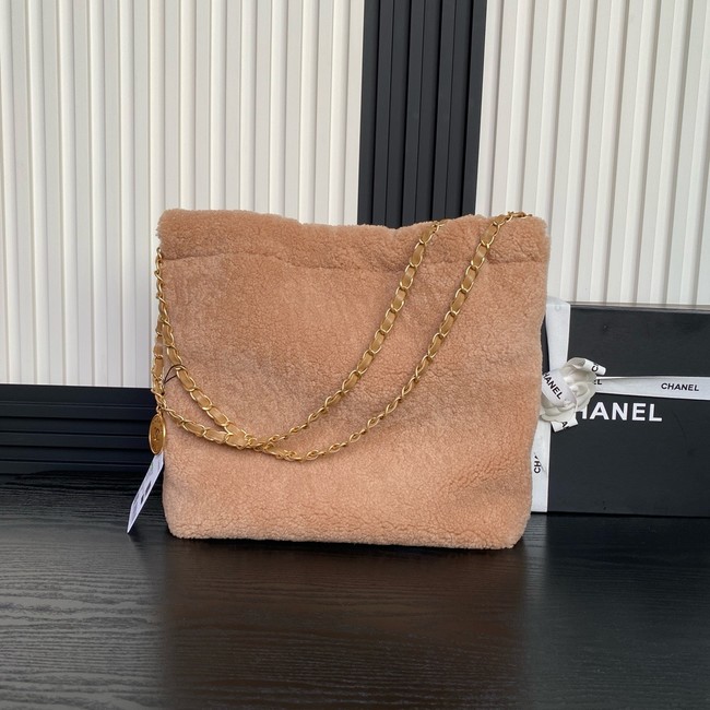 CHANEL 22 SMALL HANDBAG wool AS3260 Brown