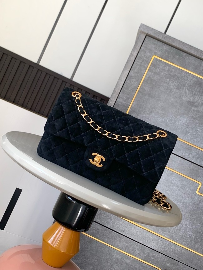 Chanel CLASSIC 11.12 HANDBAG velvet 1112 Black