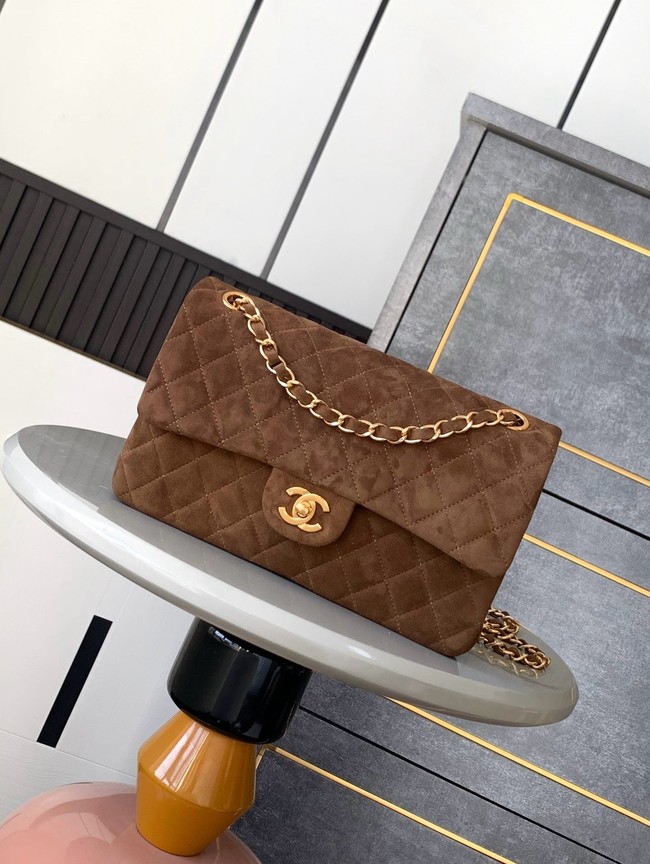 Chanel CLASSIC 11.12 HANDBAG velvet 1112 Brown