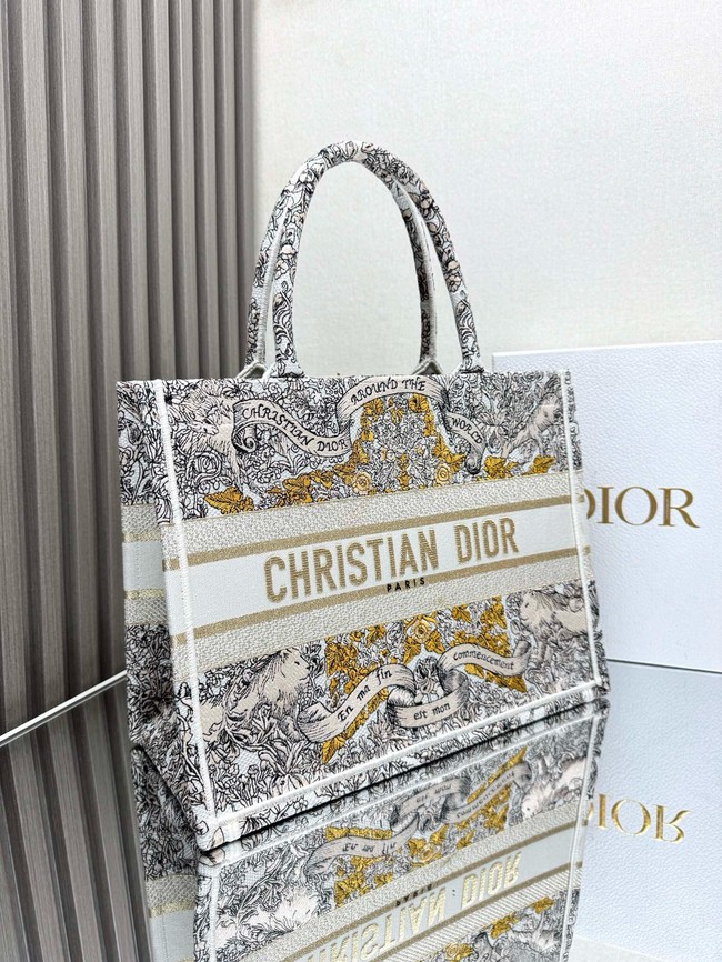 Medium Dior Book Tote atte Embroidery with Gold-Tone M1296ZEZE