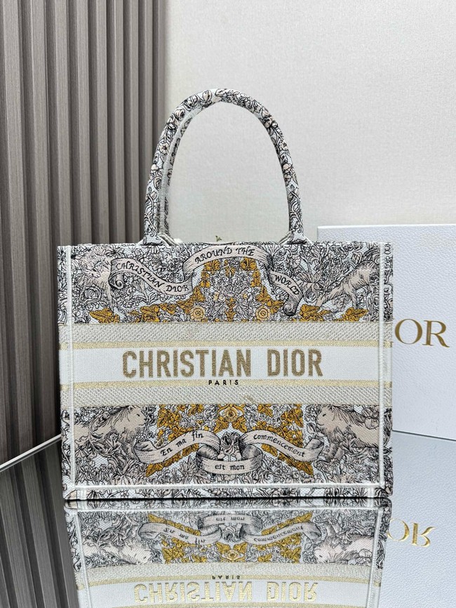 Medium Dior Book Tote atte Embroidery with Gold-Tone M1296ZEZE