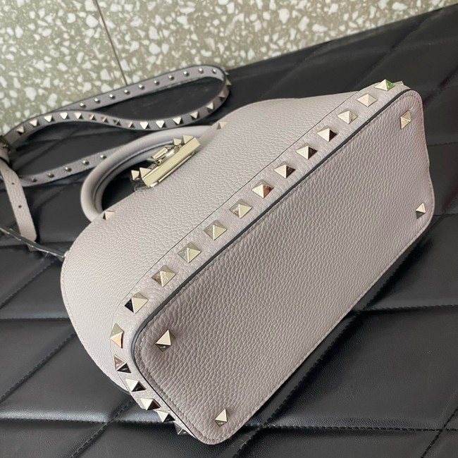 VALENTINO ROCKSTUD small grained calfskin handbag WB0Q69 gray