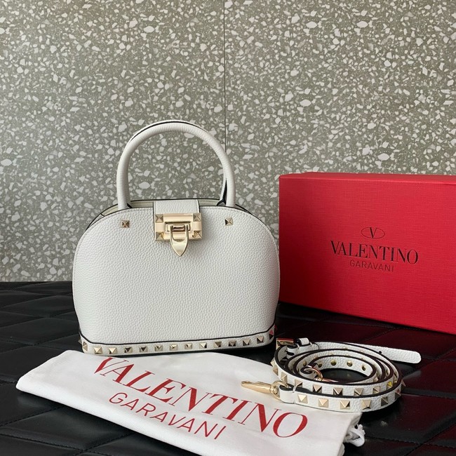 VALENTINO ROCKSTUD small grained calfskin handbag WB0Q69 white