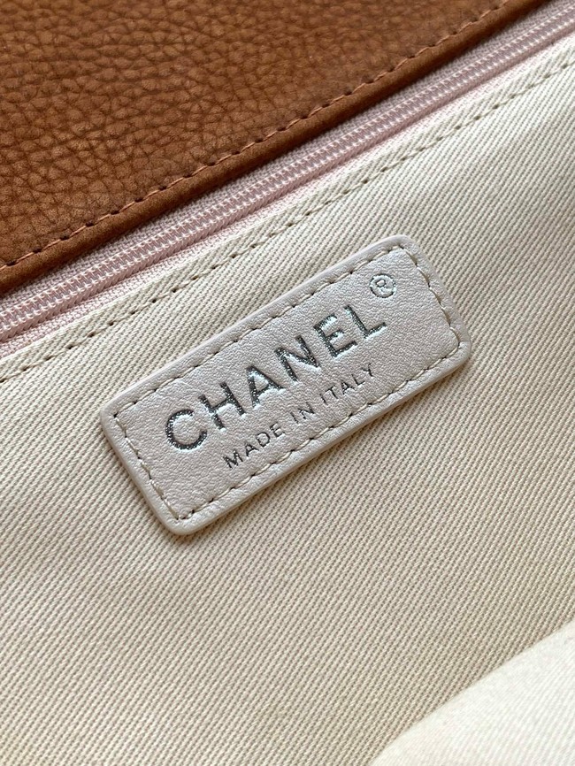 Chanel SHOPPING BAG velvet AS1255 camel