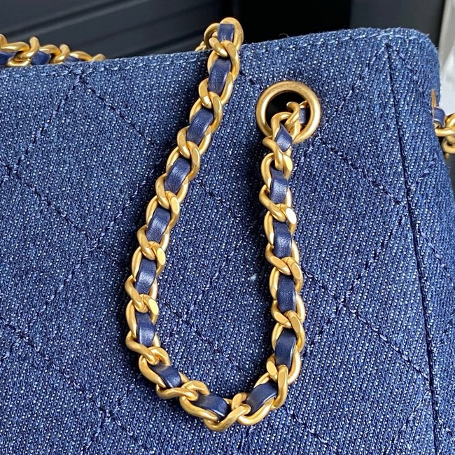 CHANEL BACKPACK Washed Denim AS5310 dark blue