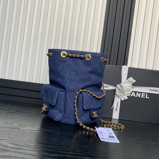 CHANEL BACKPACK Washed Denim AS5310 dark blue