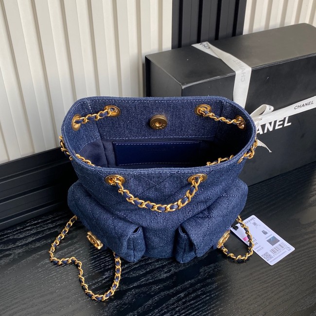 CHANEL BACKPACK Washed Denim AS5310 dark blue