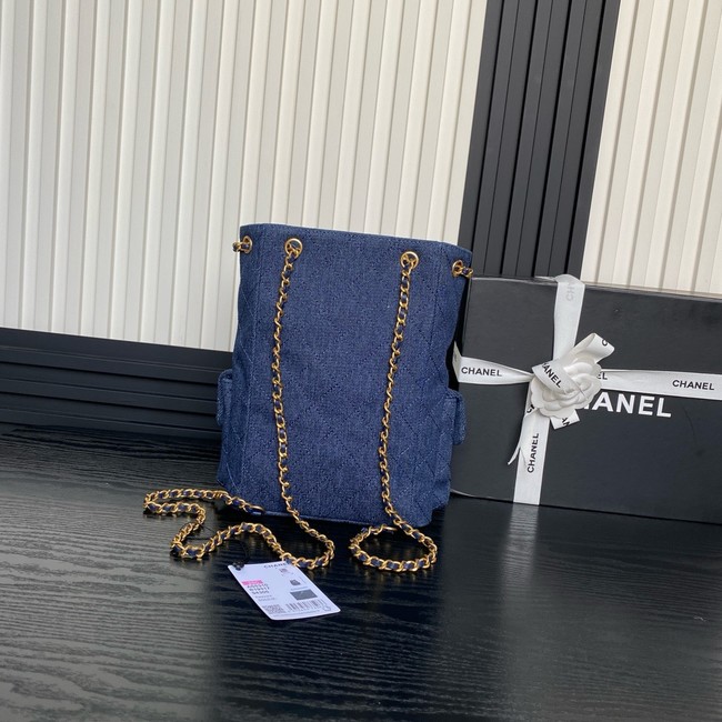 CHANEL BACKPACK Washed Denim AS5310 dark blue