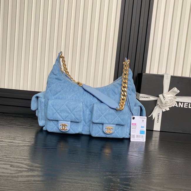 Chanel LARGE HOBO BAG Washed Denim AS5339 Blue