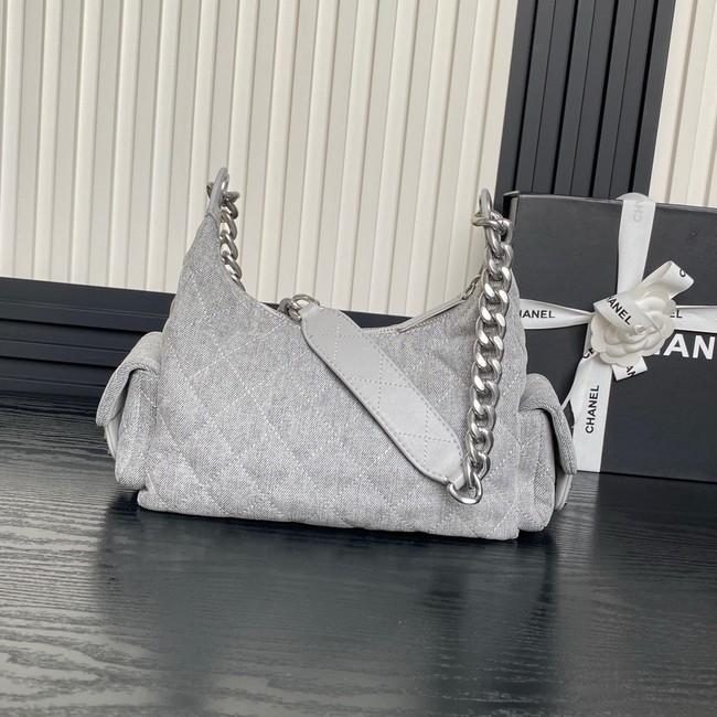 Chanel MAXI HOBO BAG Washed Denim AS5338 gray