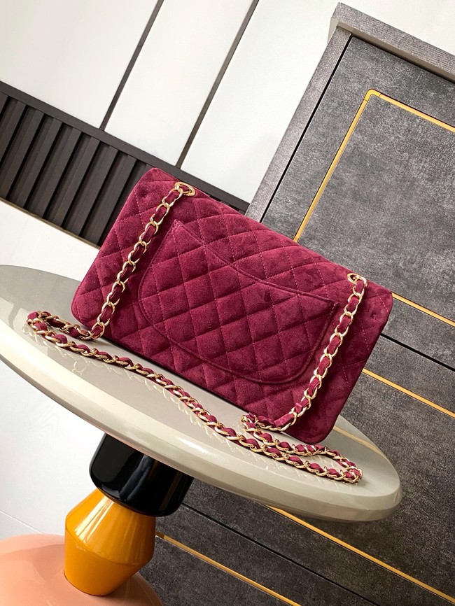 Chanel CLASSIC 11.12 HANDBAG velvet 1112 wine