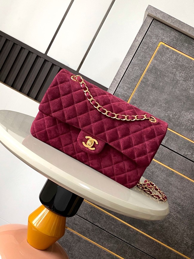 Chanel CLASSIC 11.12 HANDBAG velvet 1112 wine