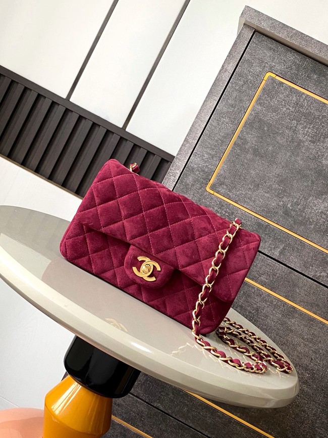 Chanel CLASSIC 11.12 SMALL HANDBAG velvet 1116 wine