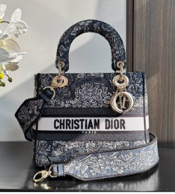 DIOR Medium atte Embroidery with Gold-Tone M0565OT-1 gray