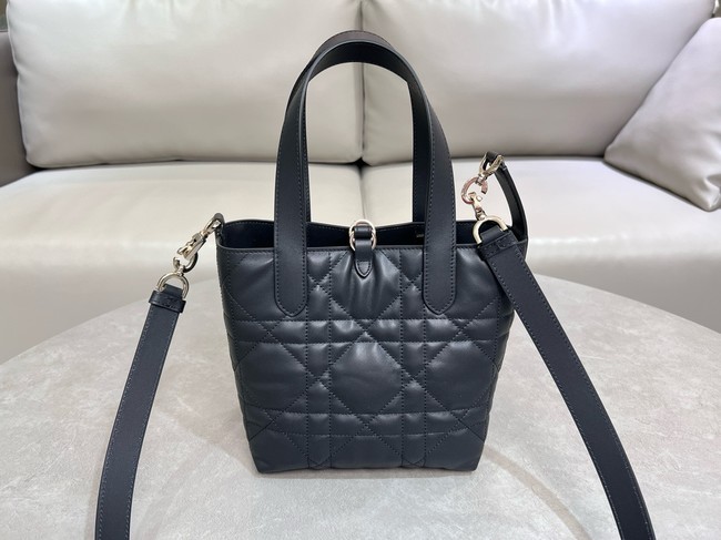 Small Dior Toujours Vertical Tote Bag black Macrocannage Calfskin M2835OSNW