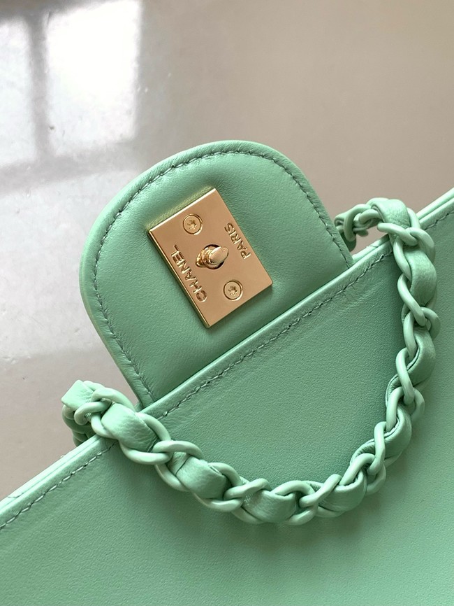 Chanel MINI FLAP BAG WITH TOP HANDLE AS5243 Light Green