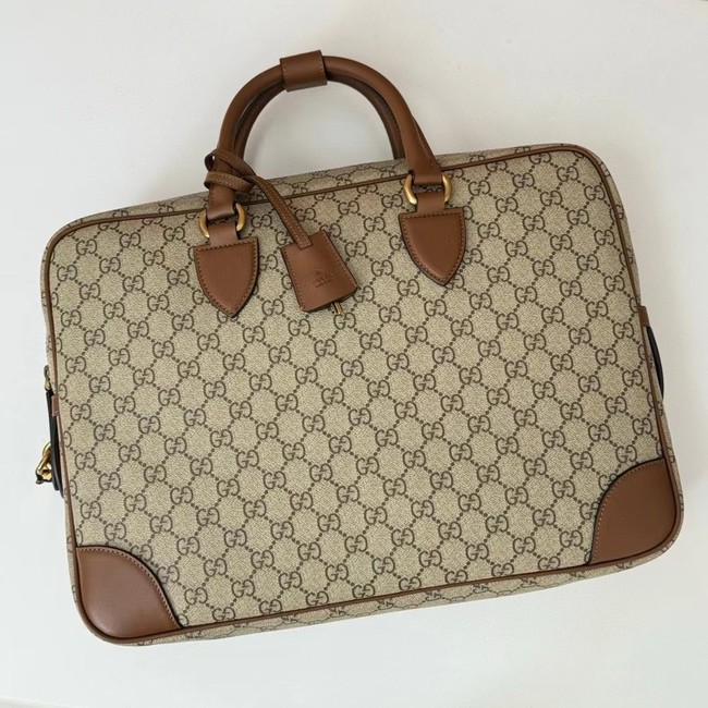 Gucci GG EMBLEM MEDIUM BRIEFCASE 821149 Brown