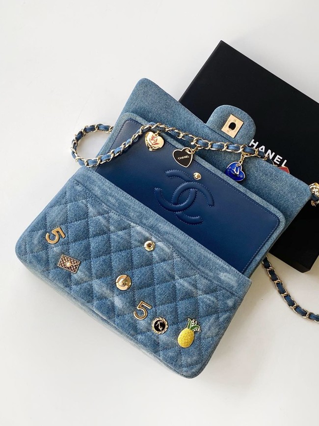 Chanel CLASSIC 11.12 HANDBAG AS1112 LIGHT BLUE