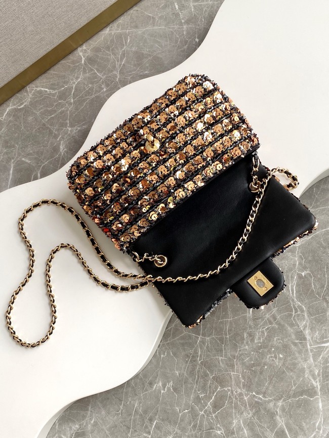 Chanel FLAP BAG Sequins & Gold-Tone Metal AS4561 Gold