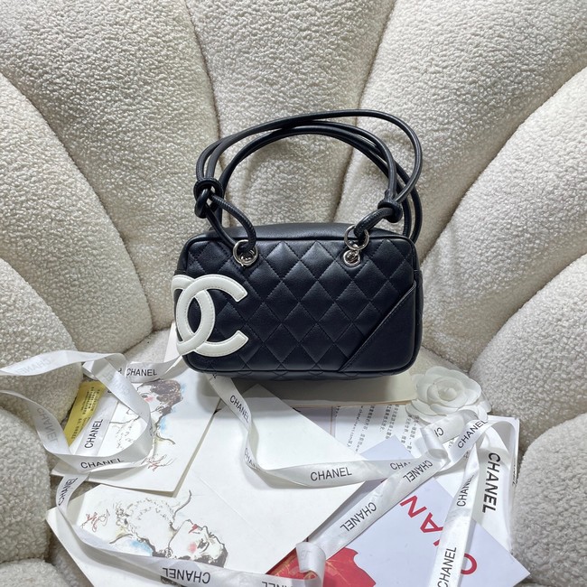 Chanel Sheepskin TOP HANDLE BAG AS8012 black&white