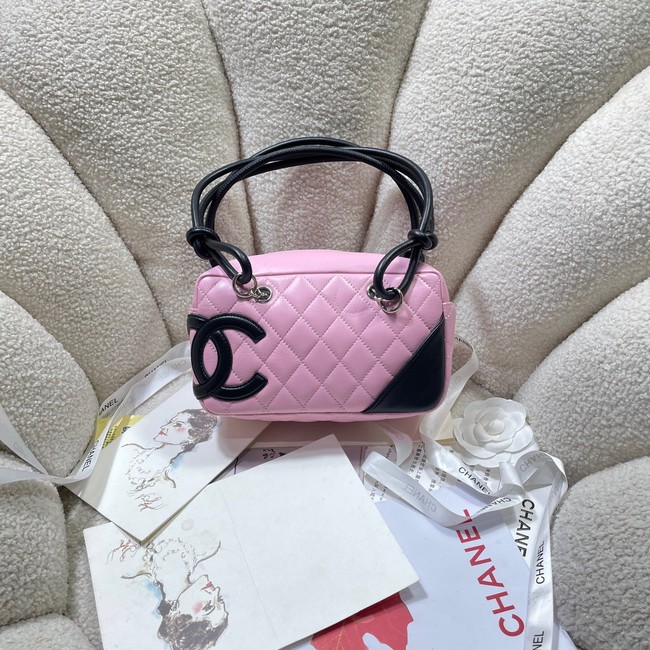 Chanel Sheepskin TOP HANDLE BAG AS8012 pink&black