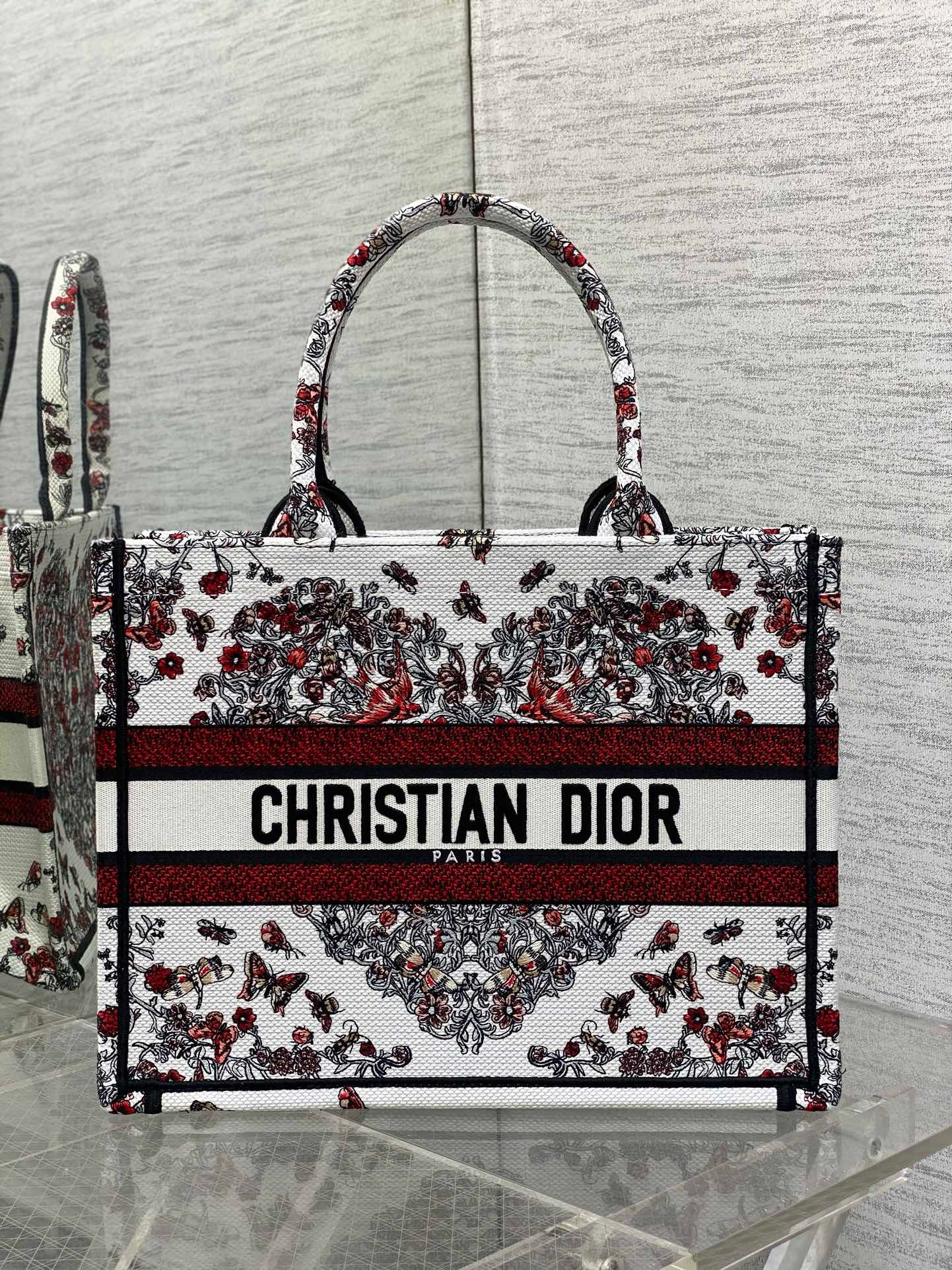 Small Dior Book Tote Latte Embroidery with Multicolor M1265Z