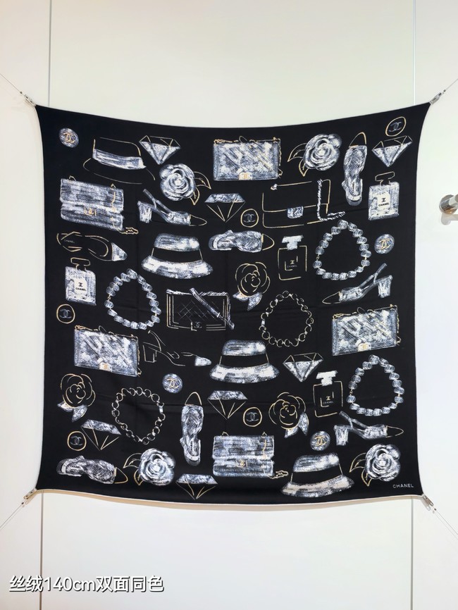 Chanel Square Scarf Silk Jacquard KY141