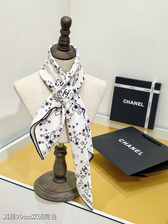 Chanel 90 Square Scarf Silk Twill KY155